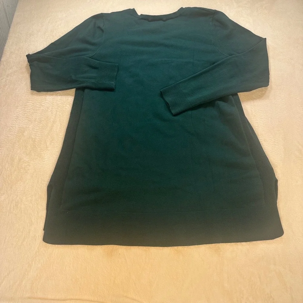 Duluth Trading Co Womens XL Forest Green V-Neck Tunic Sweater Cotton Blend